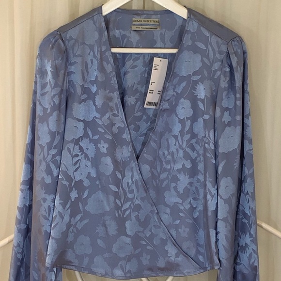 Urban Outfitters Jacquard Surplice Long Sleeve Top - Picture 2 of 11